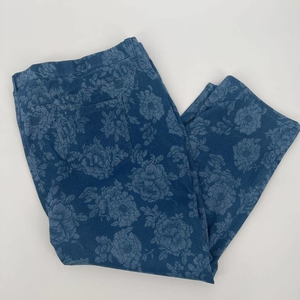 Legacy Womens Cropped Denim‎ Leggings Pants Blue Floral High Rise Plus 3X New